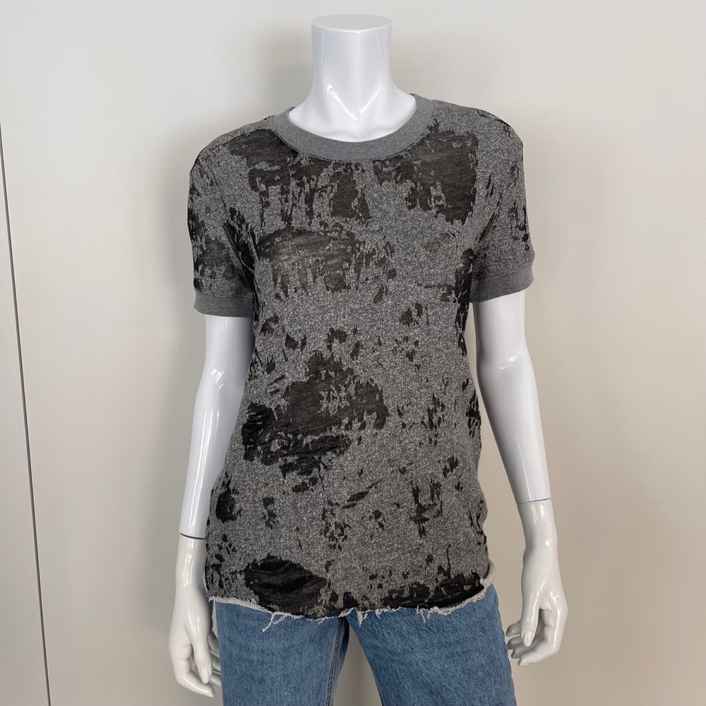IRO. JEANS Burnout Distressed Sweatshirt Tee in Grey - Picture 2 of 8